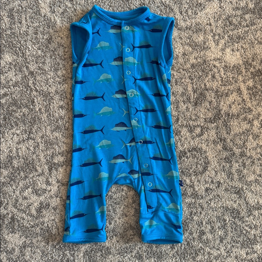 Kickee Pants Boy's Print Bamboo Tank Romper